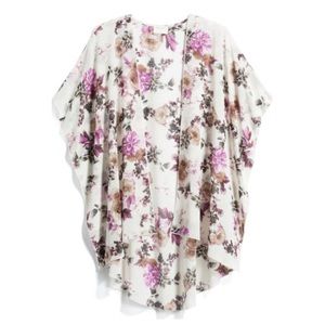 Emory Park Caley white floral kimono coverup